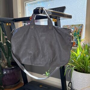 Clare V Gray Messenger Crossbody Bag